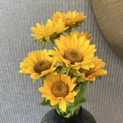 Künstliche Blumen wie echt Sonnenblumenstrauß 9er Set Höhe 55 cm