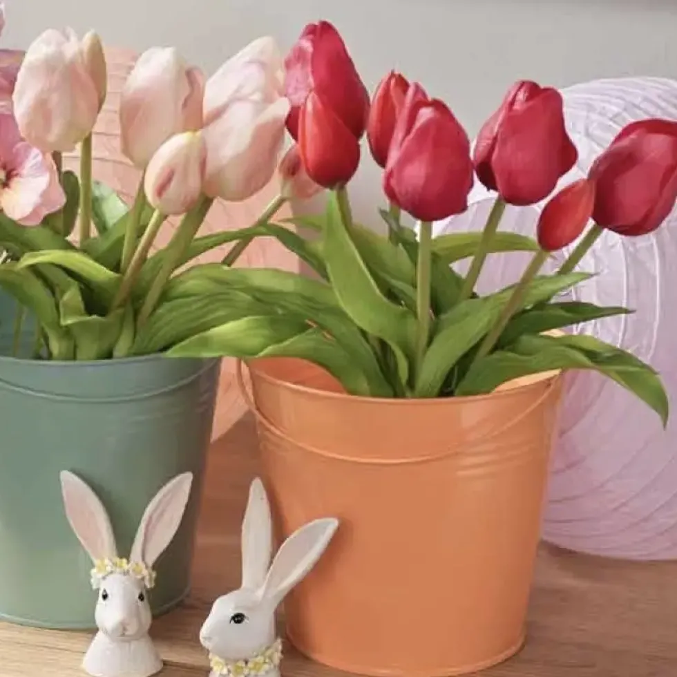 Künstliche Tulpen wie echt rot 7er Bund Höhe 30 cm