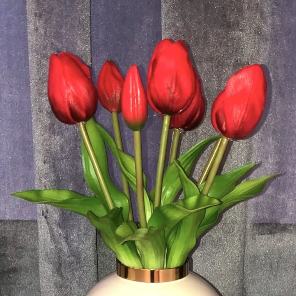 Künstliche Tulpen wie echt rot 7er Bund Höhe 30 cm