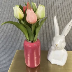 Künstliche Tulpen wie echt weiß pink Mix 7er Bund Höhe 31 cm