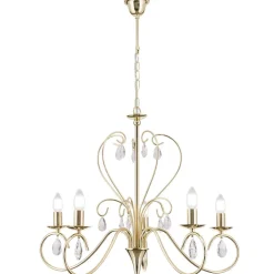 Kronleuchter gold ANCONA mit Kristallbehang