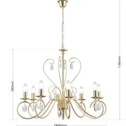 Kronleuchter gold ANCONA mit Kristallbehang