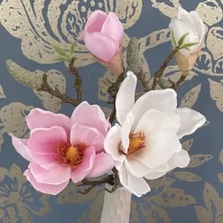 Kunstblume Dekozweig Magnolien Zweig Seide weiß Höhe 39 cm
