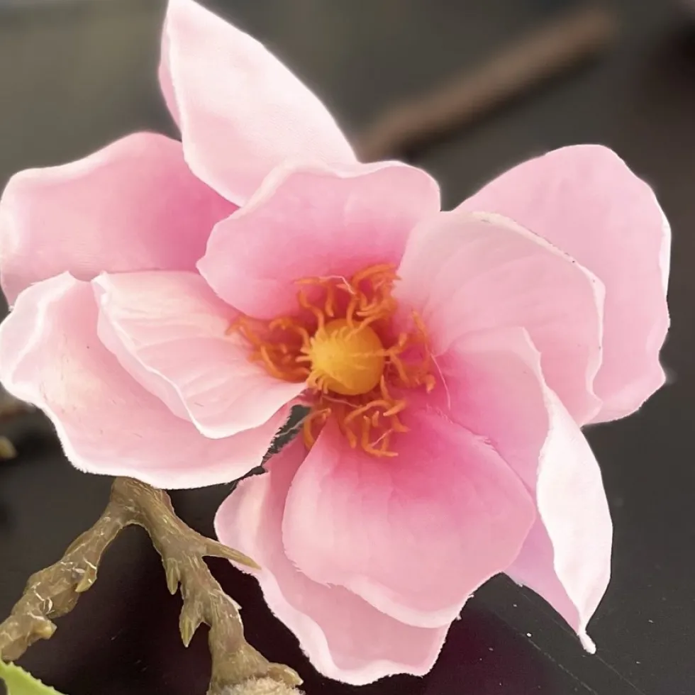 Kunstblume Dekozweig Magnolie Seide rosa Höhe 39 cm