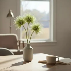 Kunstblume Distelzweig beschneit grün Höhe 41 cm