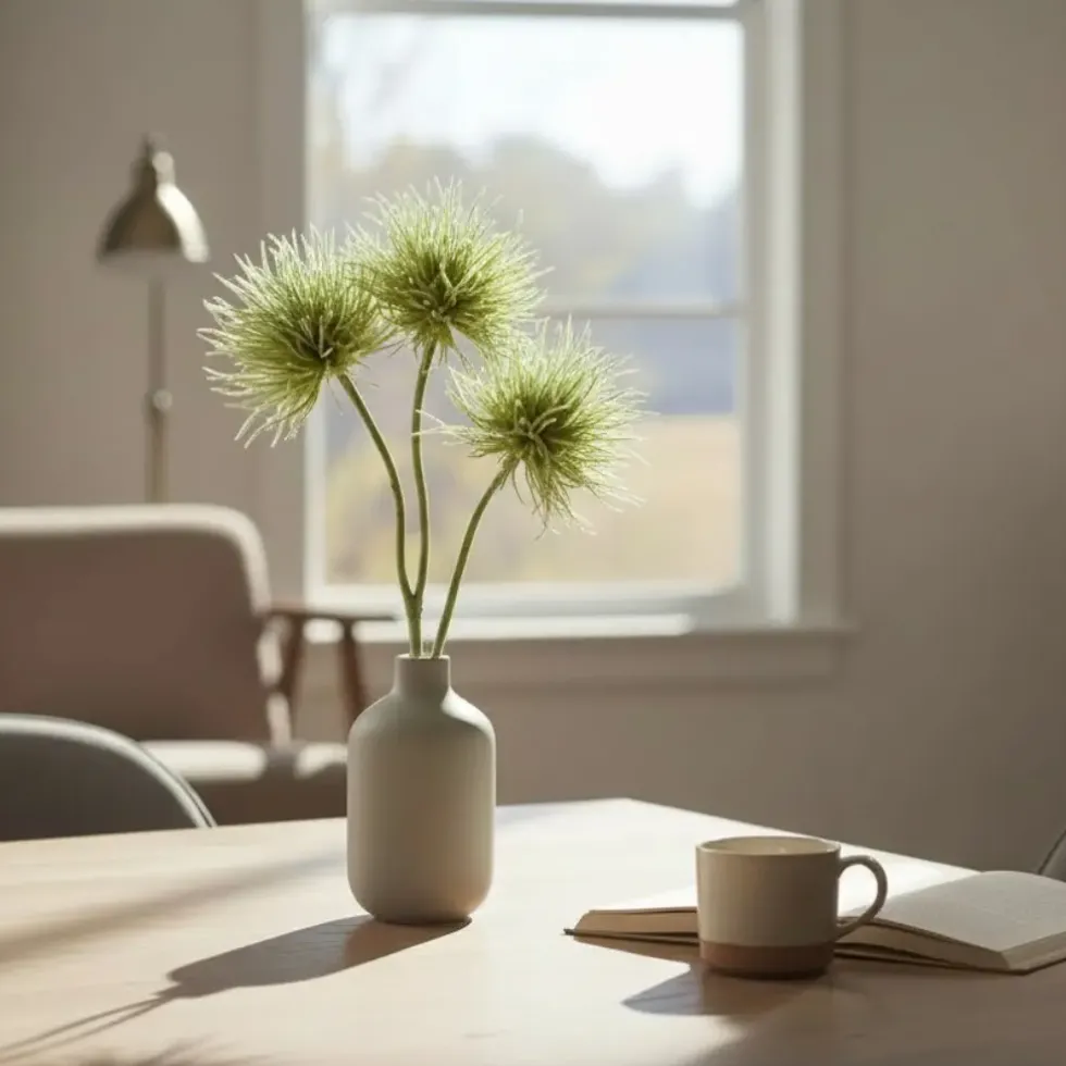 Kunstblume Distelzweig beschneit grün Höhe 41 cm