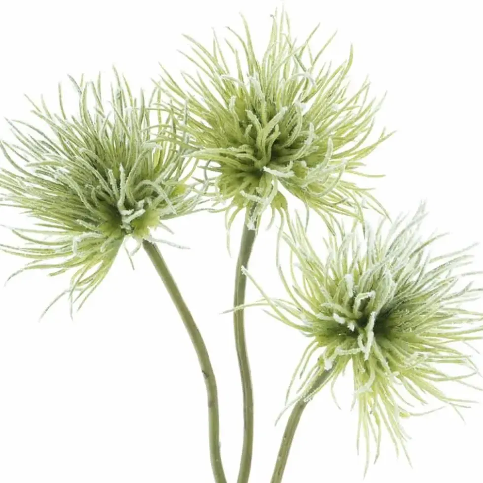 Kunstblume Distelzweig beschneit grün Höhe 41 cm