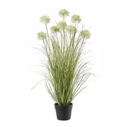 Kunstblume Gras im Topf weiß Höhe 94 cm