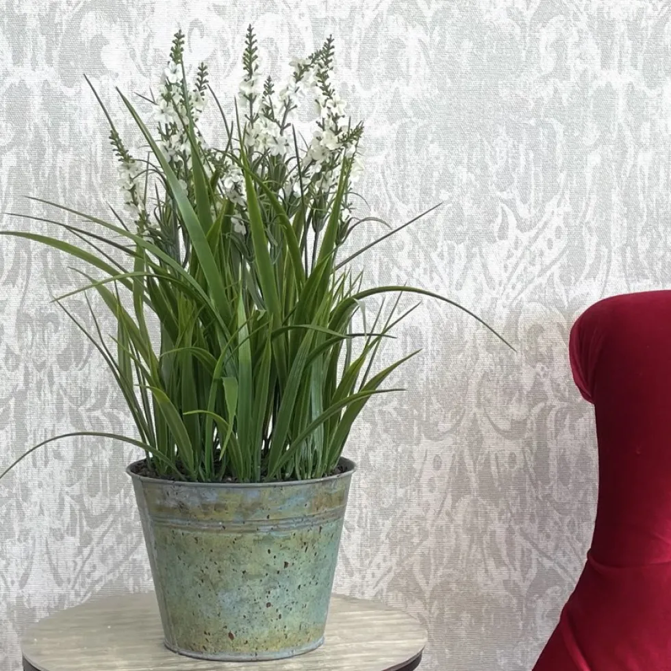 Kunstblume hochwertig Lavendel im Zinktopf Höhe 46 cm
