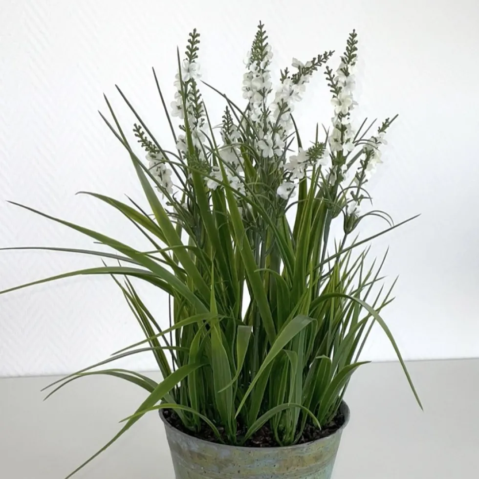 Kunstblume hochwertig Lavendel im Zinktopf Höhe 46 cm