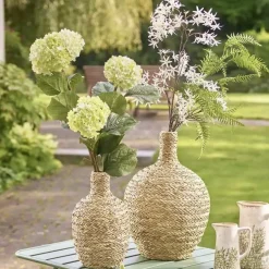 Kunstblume Hortensienzweig mit drei Blüten weiß grün Höhe 86 cm