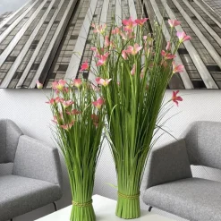 Kunstblume Kunstgras groß Grasblütenbusch pink