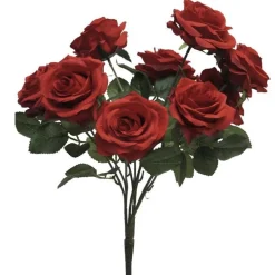 Kunstblumen Rosenstrauß wie echt Dijon rot Höhe 42 cm
