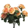 Kunstblumen Seidenblumen Strauß Rosen Dijon orange Höhe 42 cm