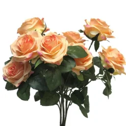 Kunstblumen Seidenblumen Strauß Rosen Dijon orange Höhe 42 cm