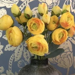 Kunstblumen Seidenblumen Strauß Ranunkel Höhe 44 cm gelb