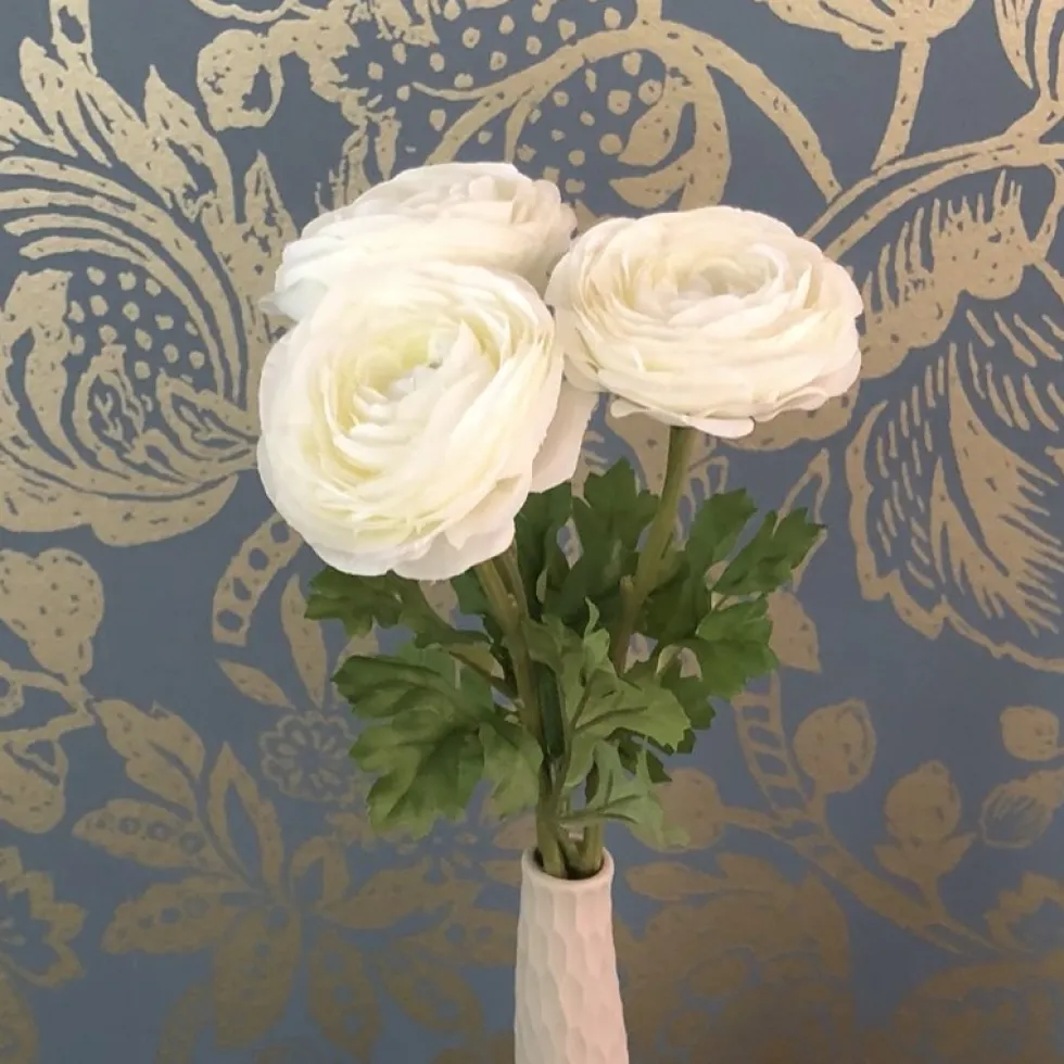 Kunstblumen Seidenblumen Strauß Ranunkel Höhe 48 cm weiß