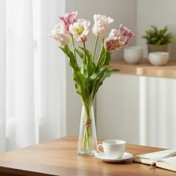 Kunstblumen wie echt Papageientulpen rosa Mix 6er Bund Höhe 53 cm