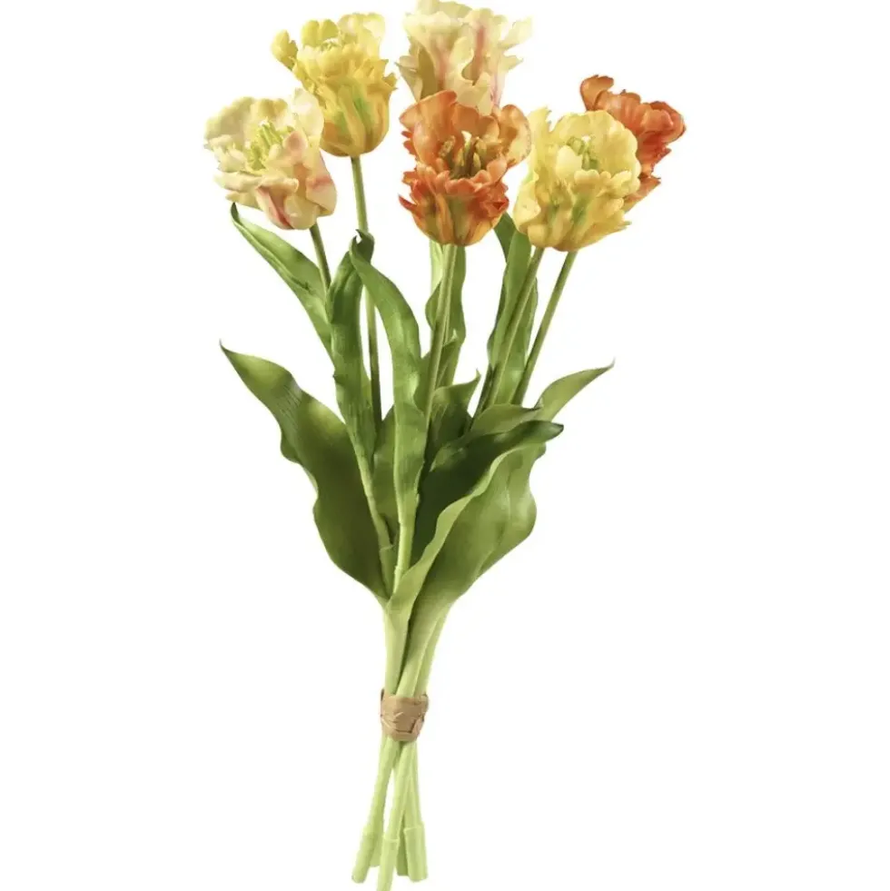 Kunstblumen wie echt Papageientulpen orange gelb 6er Bund Höhe 53 cm