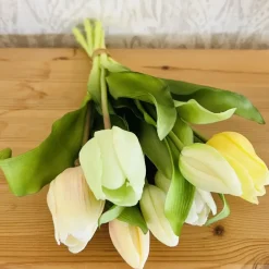 Kunstblumen wie echt Tulpen heller Mix 7er Bund Höhe 31 cm