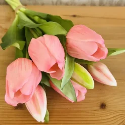 Kunstblumen wie echt Tulpen pink rosa Mix 7er Bund Höhe 31 cm