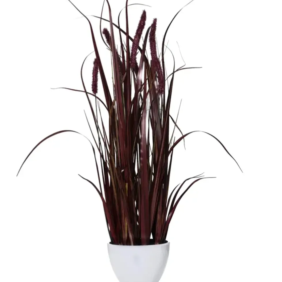 Kunstpflanze Gras im Topf bordeaux rot Höhe 90 cm