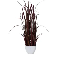 Kunstpflanze Gras im Topf bordeaux rot Höhe 90 cm