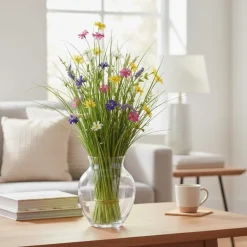 Kunstpflanze groß Grasbusch mit Blüten bunt FLORINA Höhe 70 cm