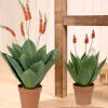 Kunstpflanze im Topf Deko Agave rot Höhe 60 cm