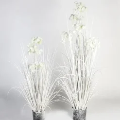 Kunstpflanze Kunstgras Allium mit Blüten beschneit Höhe 100 cm