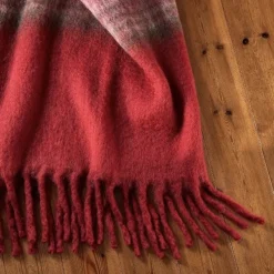 Kuscheldecke MOHAIR Werner Voß gestreift rot 130×170 cm
