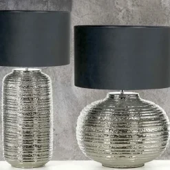 Lampenfuß Medan silber Kaheku – Moderne Keramik-Tischleuchte