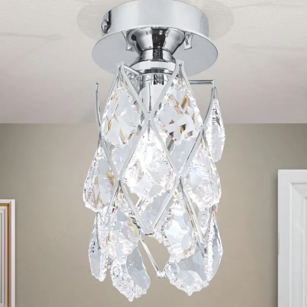 LED Deckenleuchte RIMINI chrom mit Kristallbehang H 17,5 cm