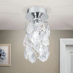 LED Deckenleuchte RIMINI chrom mit Kristallbehang H 17,5 cm