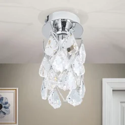 LED Deckenleuchte RIMINI chrom mit Kristallbehang H 17,5 cm