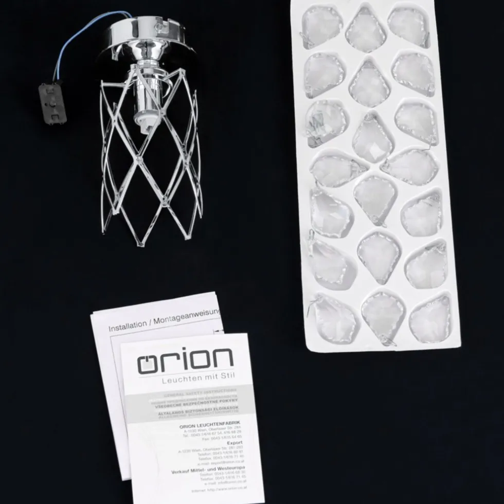 LED Deckenleuchte RIMINI chrom mit Kristallbehang H 17,5 cm