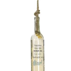 LED Glasflasche Flaschenpost zum Hängen Haus am Meer Höhe 30 cm