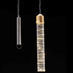 LED Leuchtstab hängend Glas mit Rillenoptik Länge 28 cm