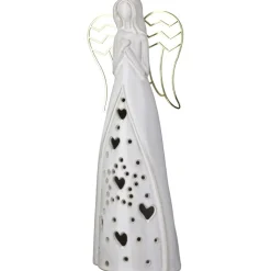 LED Porzellan Engel Figur Deko Nanto Höhe 28 cm