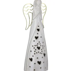 LED Porzellan Engel Figur Deko Nanto Höhe 28 cm