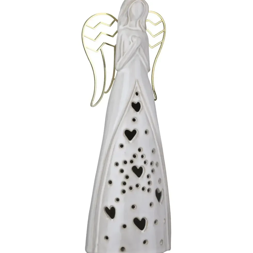 LED Porzellan Engel Figur Deko Nanto Höhe 28 cm