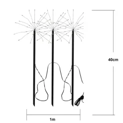 LED Solar Gartenstecker FIREWORK 3er Set warmweiß Höhe 40 cm