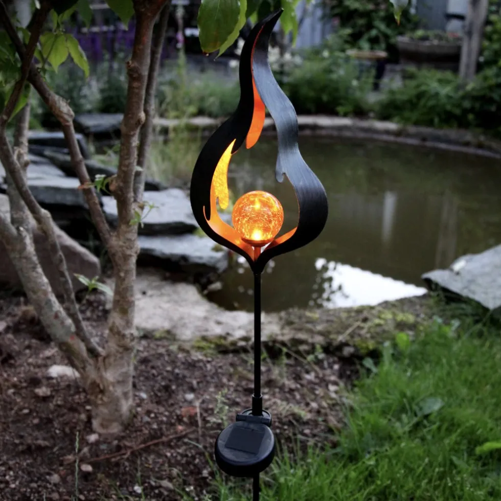 LED Solar Gartenstecker FLAME warmweiß Höhe 85 cm