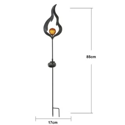 LED Solar Gartenstecker FLAME warmweiß Höhe 85 cm