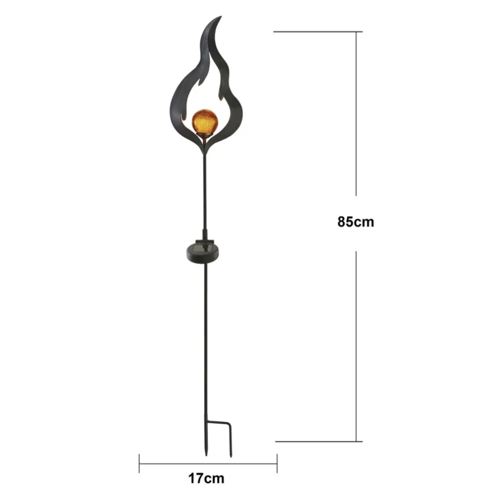 LED Solar Gartenstecker FLAME warmweiß Höhe 85 cm