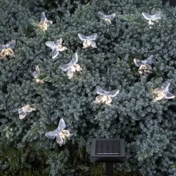 LED Solar Lichterkette mit Schmetterlingen warmweiß Breite 280 cm