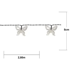 LED Solar Lichterkette mit Schmetterlingen warmweiß Breite 280 cm