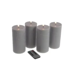 LED Stumpenkerze Werner Voß 4er-Set grau 7,5×15 cm