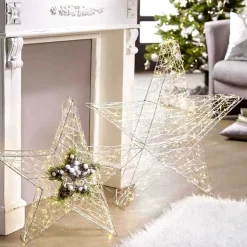LED Weihnachtsdeko Drahtstern zum Hängen Höhe 120 cm