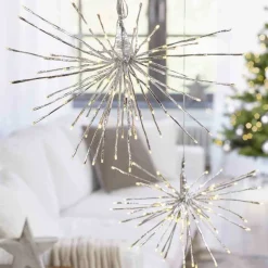 LED Weihnachtsdeko SPUTNIK 3D silber Durchmesser 40 cm